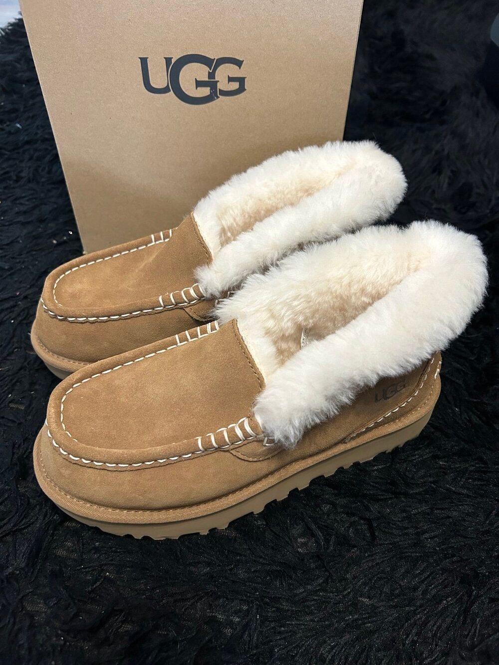 UGG Ansley Parc chestnut wool winter slippers loafers shoes women’s 7 new